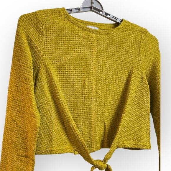 J.O.A. Mustard Yellow‎ Tie-Front Sweater Long Sleeve NWT Women’s Medium - Picture 3 of 7